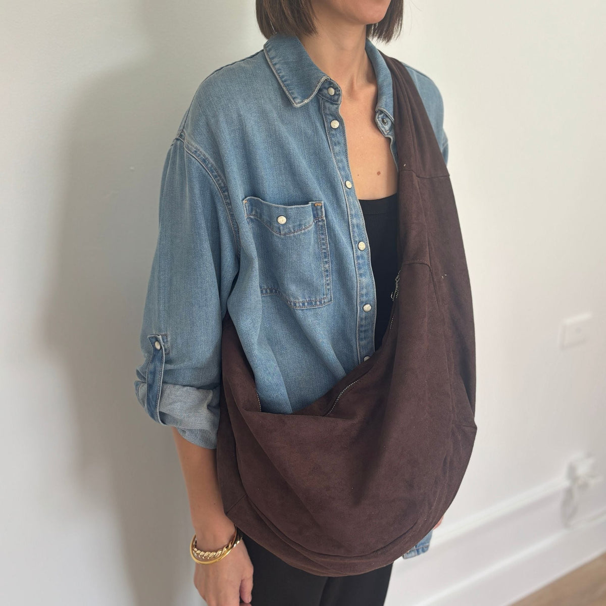 Dark Brown Moon Crossbody Bag