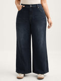 Pull-On Stretchy-Waist Wide-Leg Jeans