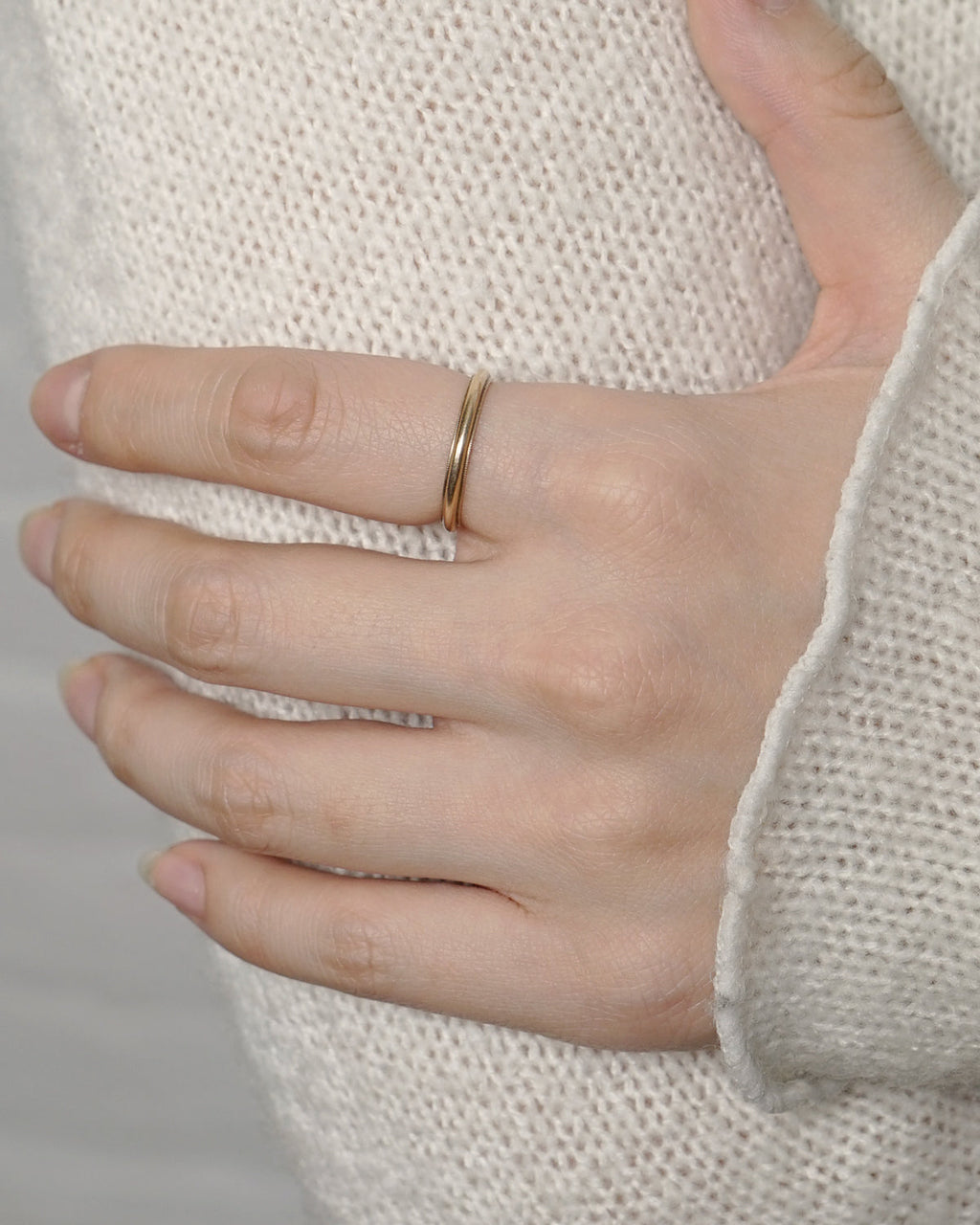 14k Gold Milgrain Band Ring / Size : 6.25