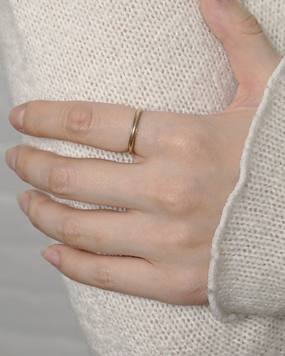 14k Gold Milgrain Band Ring / Size : 6.25
