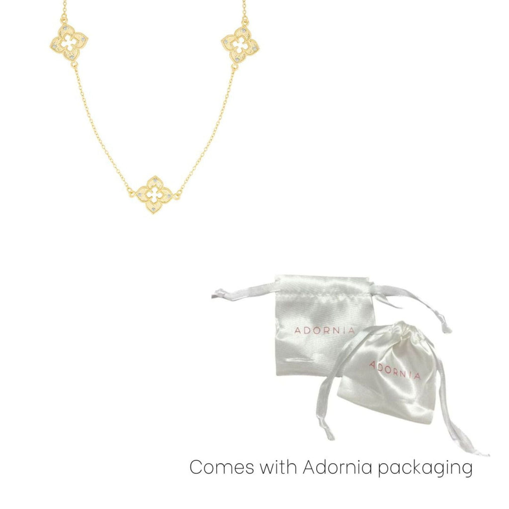 Gold Plated 36" Clover Station Necklace