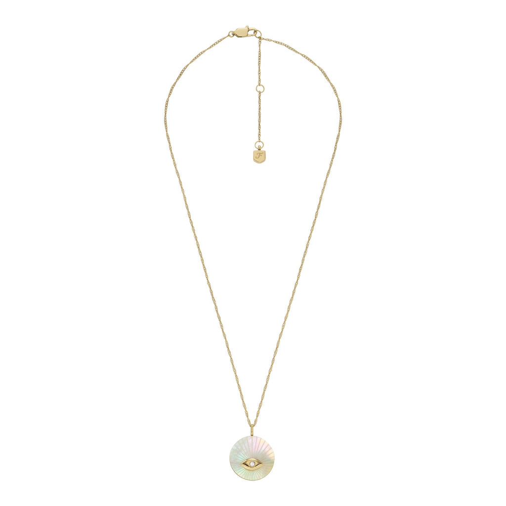 Fossil Women's Sutton Evil Eye Gold-Tone Stainless Steel Pendant Necklace