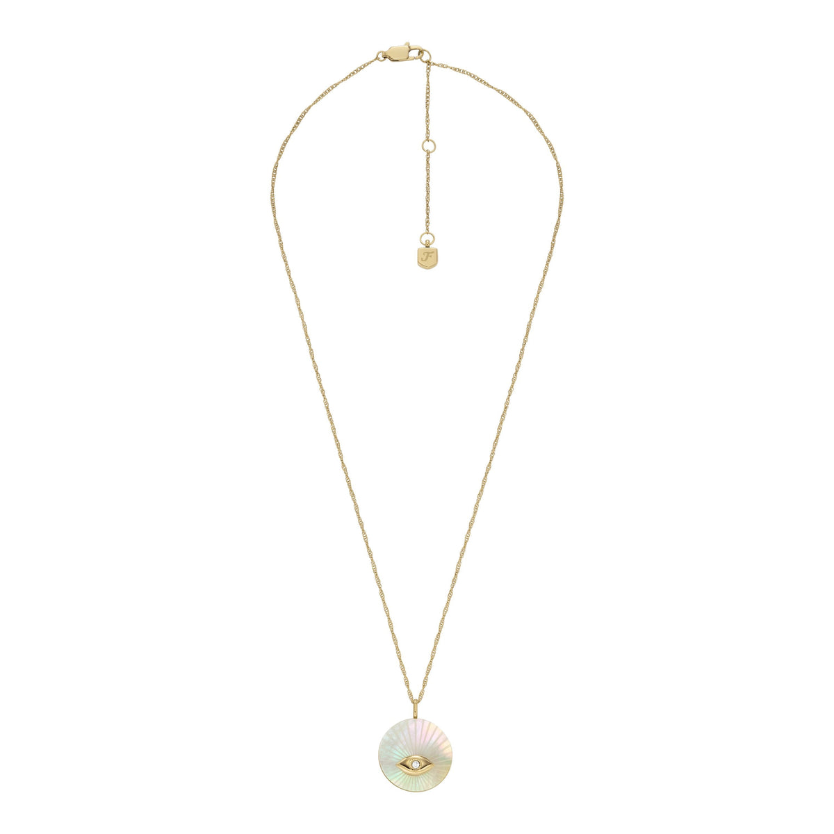 Fossil Women's Sutton Evil Eye Gold-Tone Stainless Steel Pendant Necklace