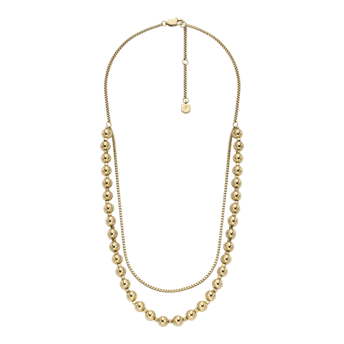 Fossil Women's All Stacked Up Gold-Tone Stainless Steel Beaded Necklace