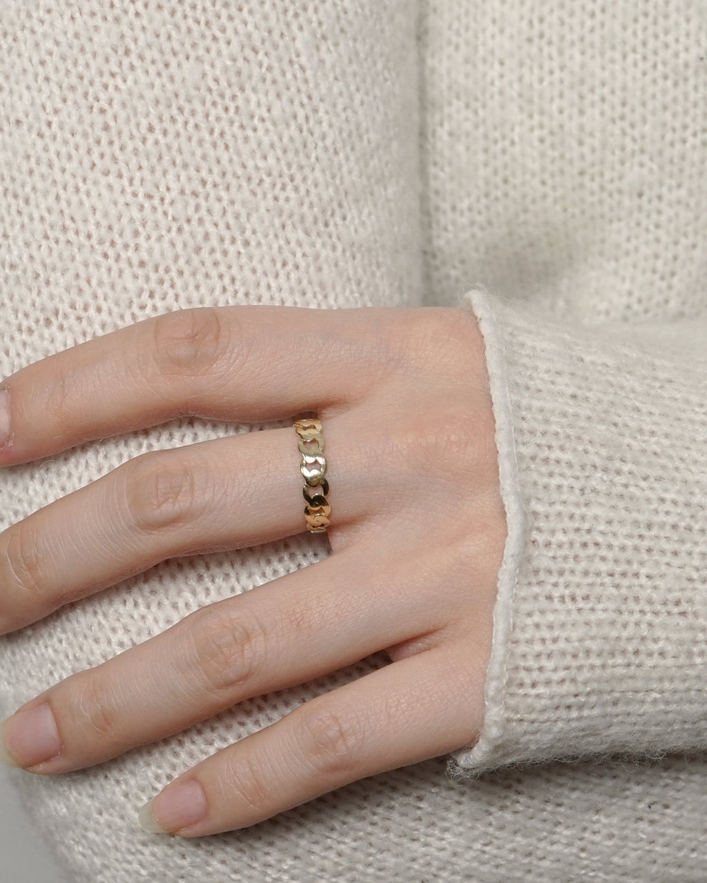 14k Gold Chain Ring / Size : 7