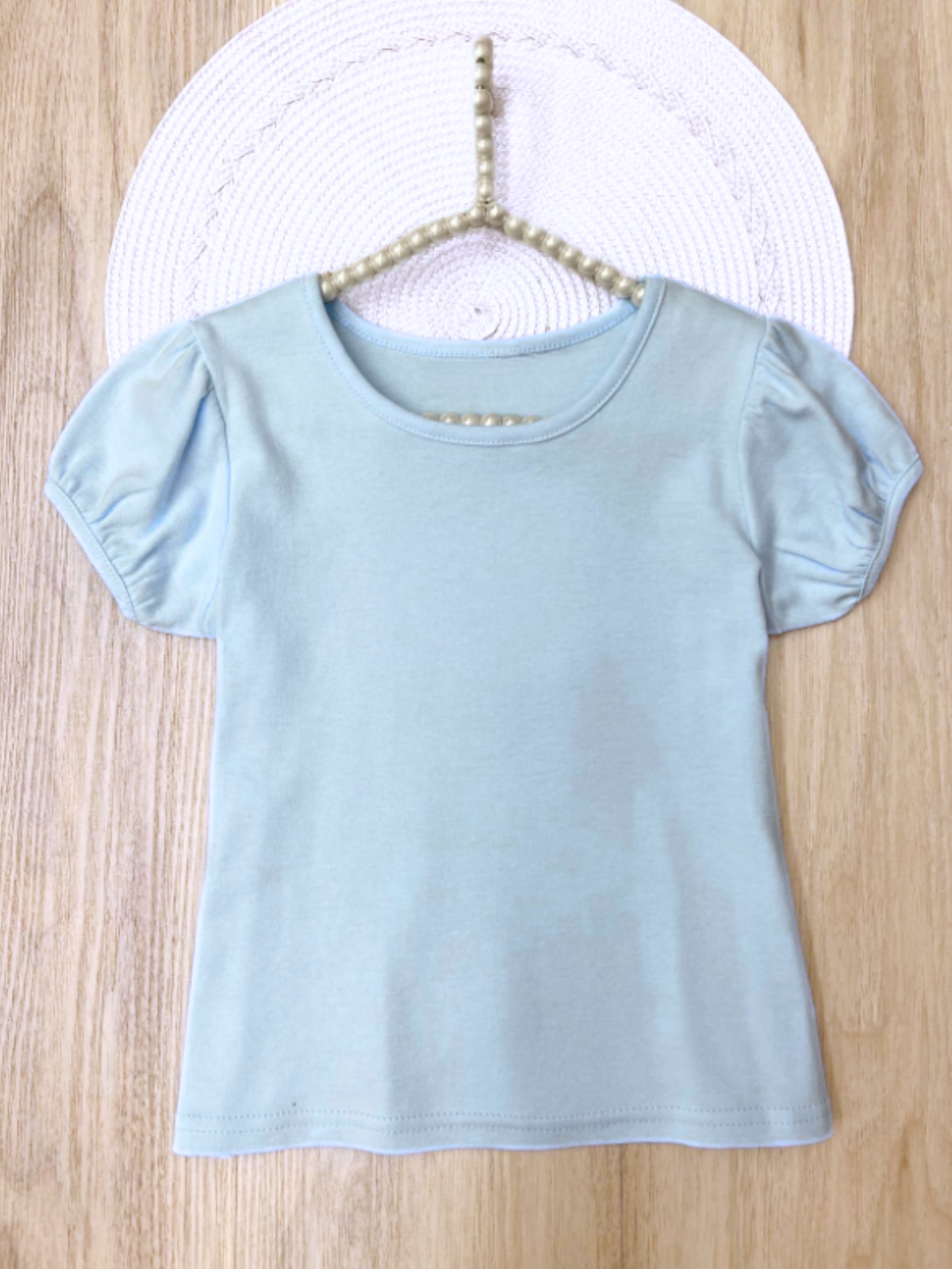 Blue Everyday Puff Sleeve Cotton Tee