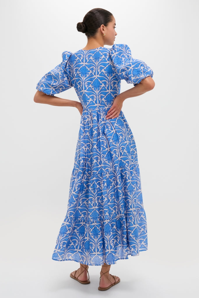 Blue Geo Floral Cara Maxi Dress