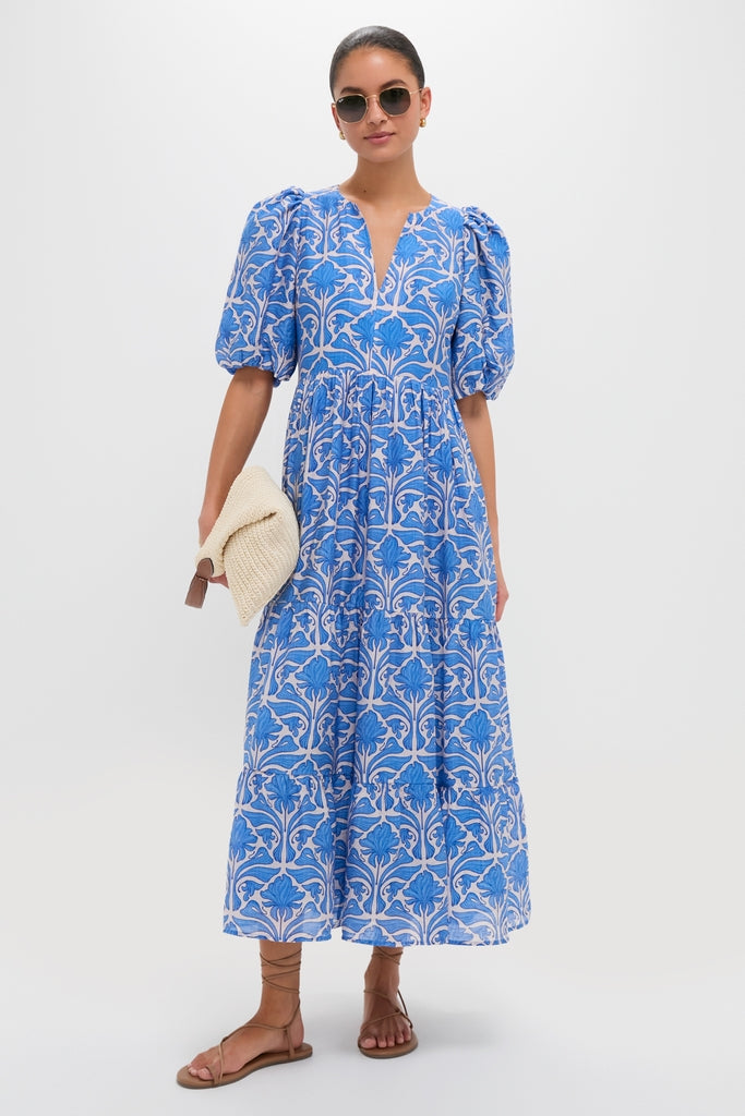 Blue Geo Floral Cara Maxi Dress