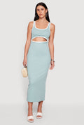 Contrast Trim Keyhole Detail Midi Dress
