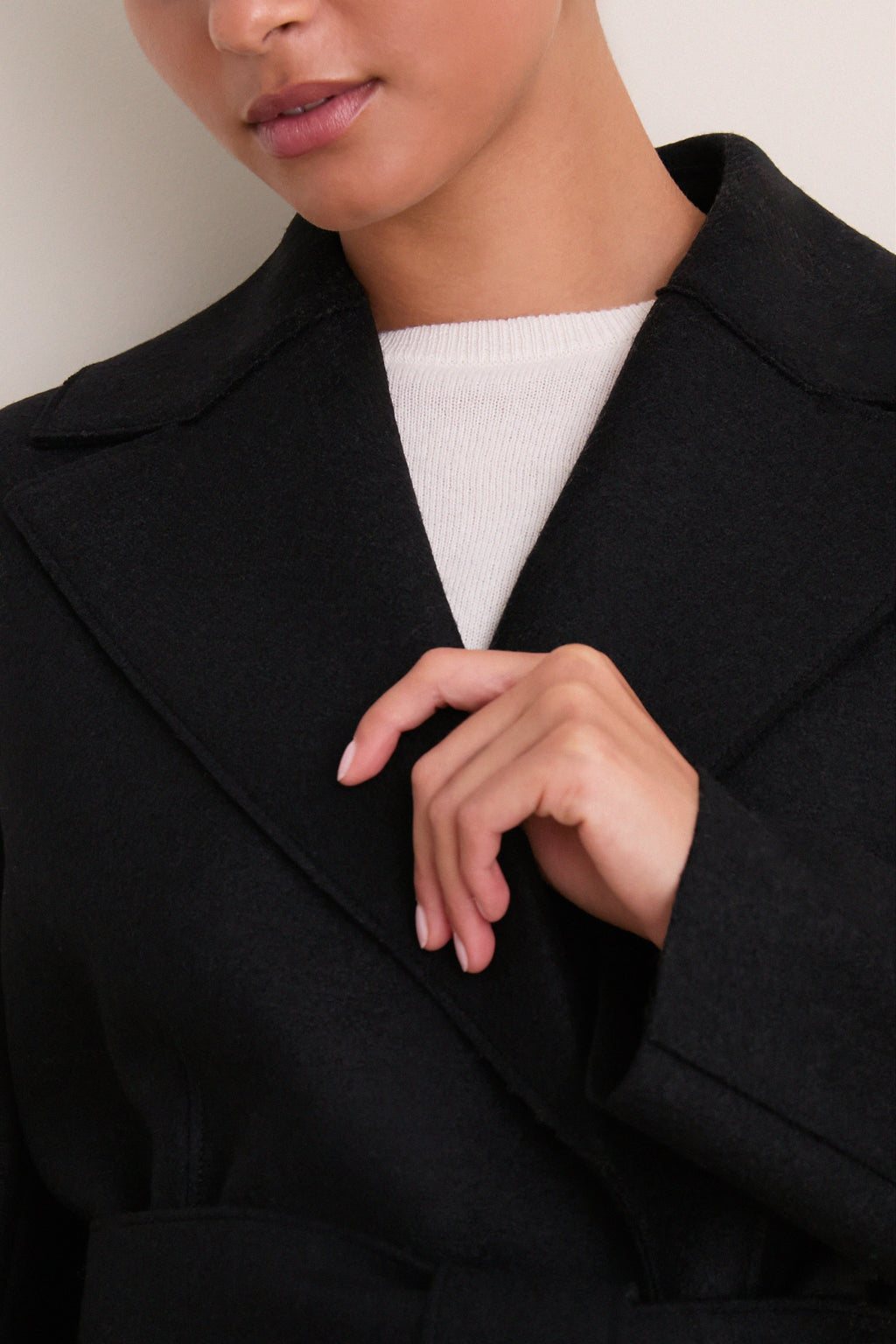 Black Pressed Wool Long Maxi Coat