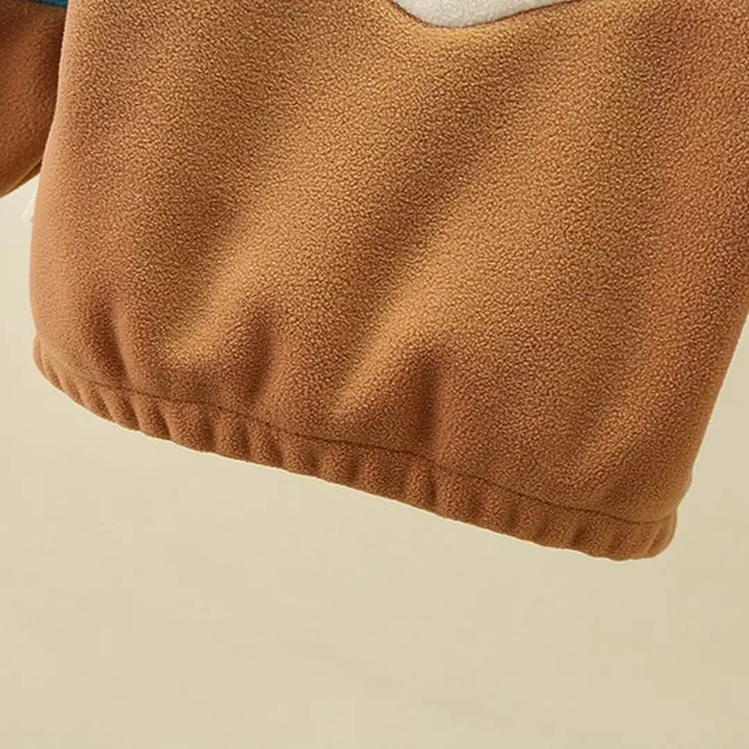 Beige Brown N Blue Color Block Jacket