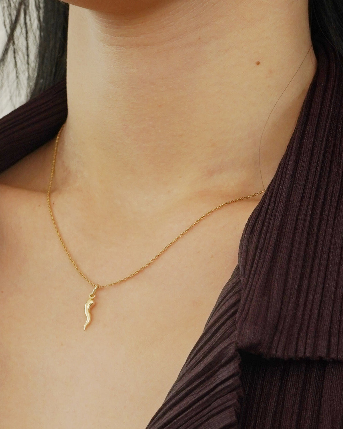14k Gold Horn Charm