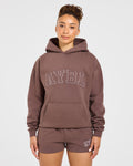 Varsity Applique Oversized Hoodie - Brown