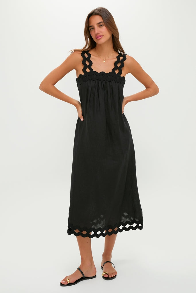 Black Ric Rac Linen Ellis Dress