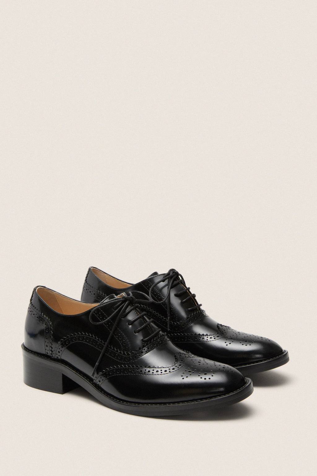 Black Leather Brogue Oxford Shoes