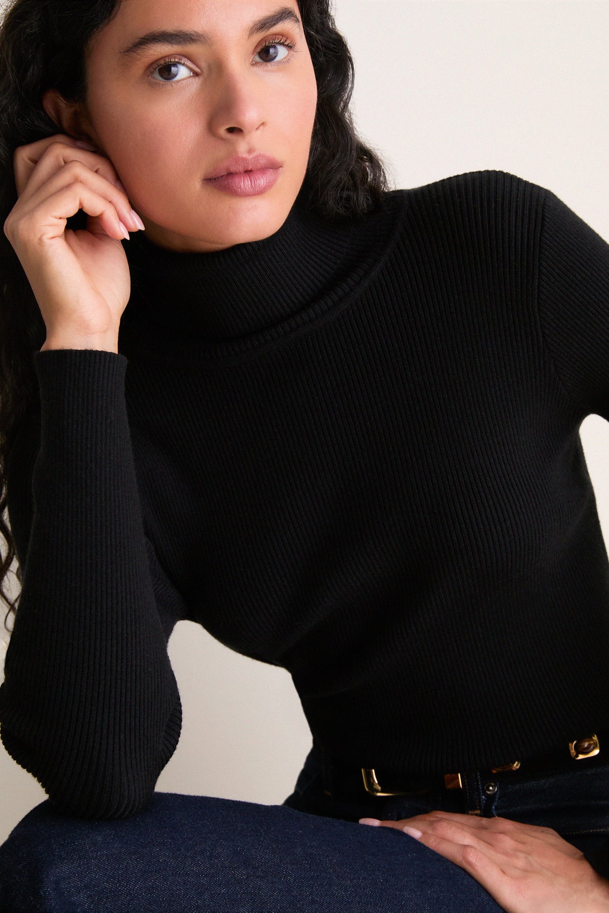 Black Arlo Ribbed Turtleneck