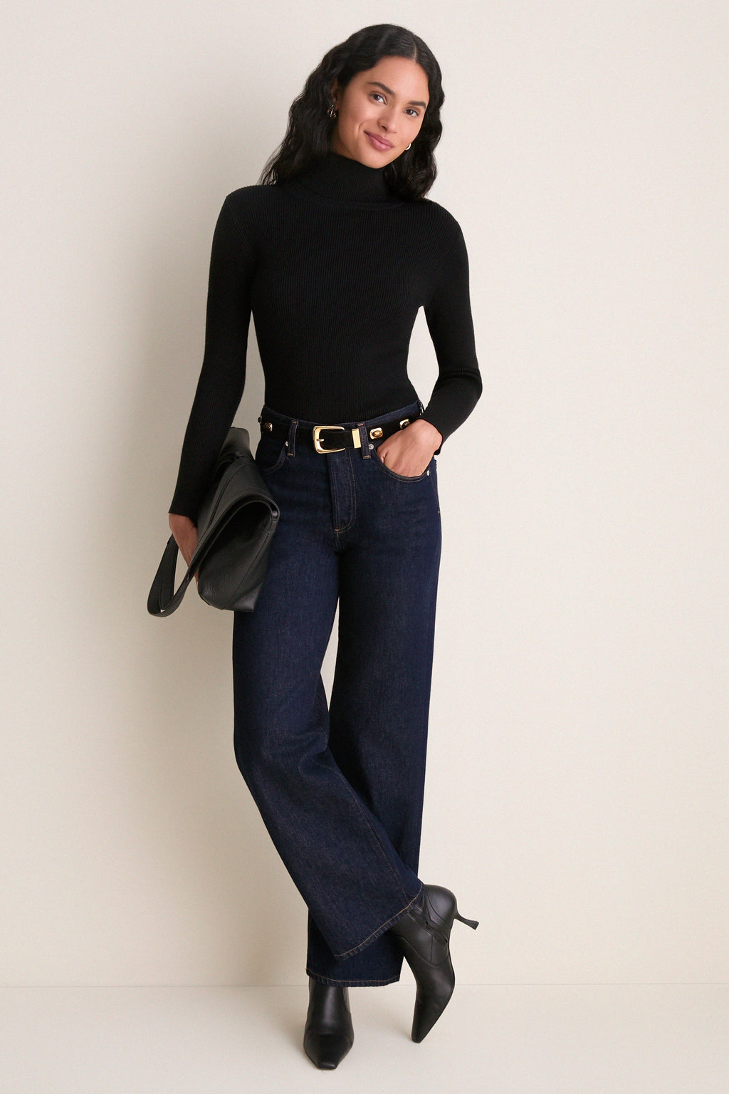 Black Arlo Ribbed Turtleneck