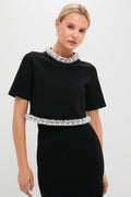 Black Ozelle Short Sleeve Crewneck Top