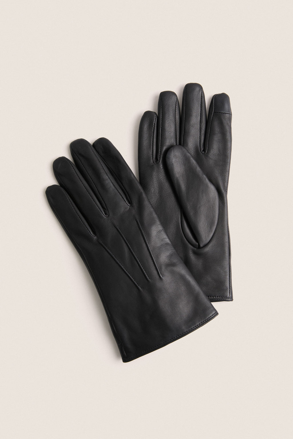 Black Short Leather Gloves
