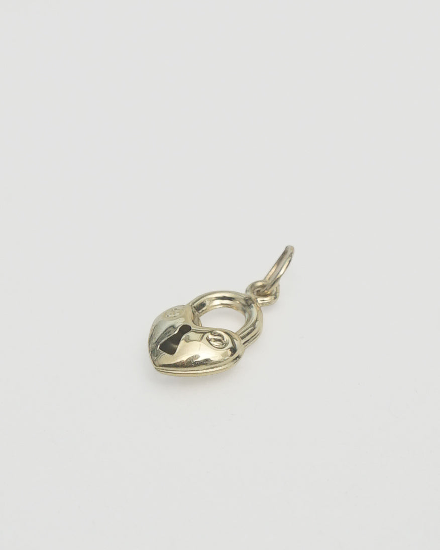14k Gold Heart Lock Charm