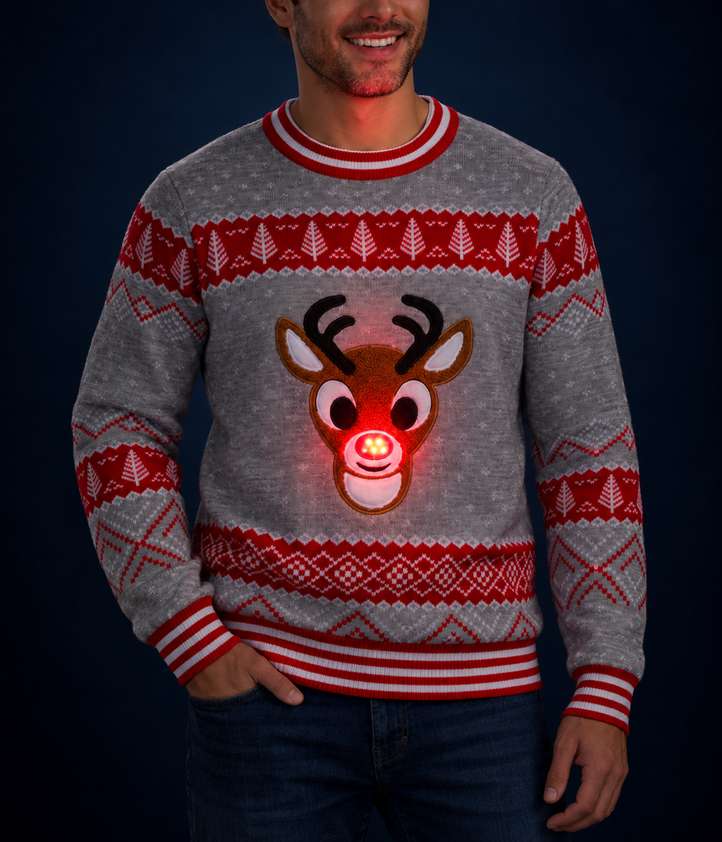 Men's Rudolph Light Up Ugly Christmas Sweater