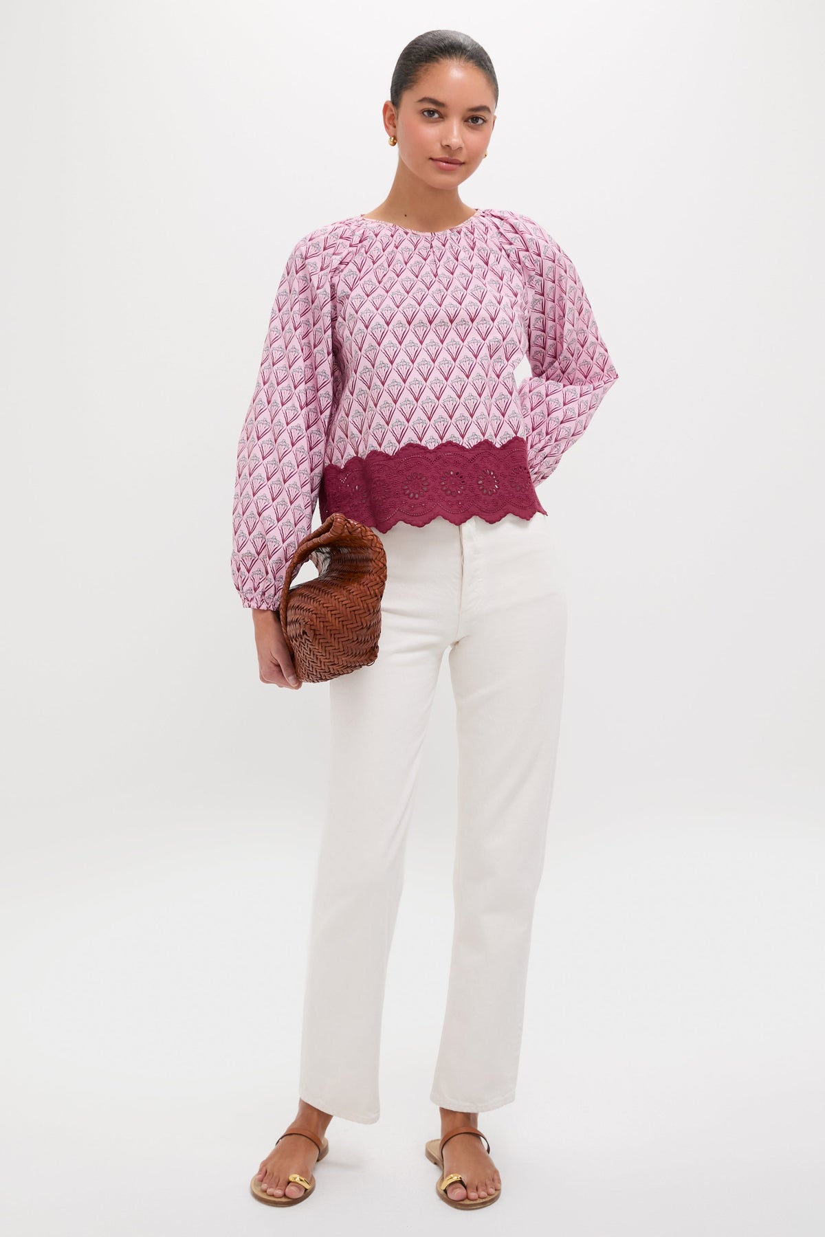 Blush Trellis Floral Marika Blouse