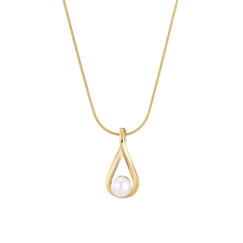 Tarnish Resistant 18k Gold Plated Hanging Freshwater Pearl Necklace