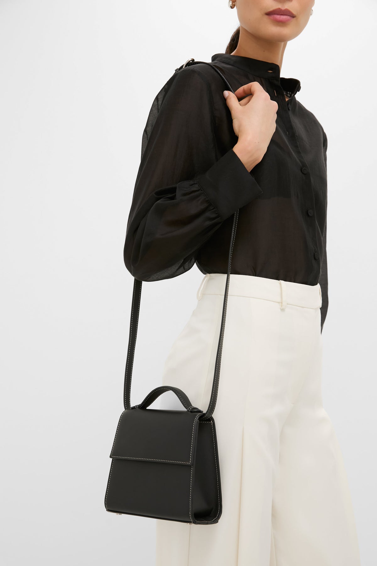 Black Nappa Small Top Handle