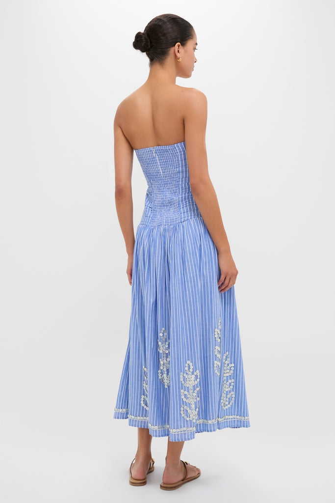 Blue Stripes Malla Midi Dress