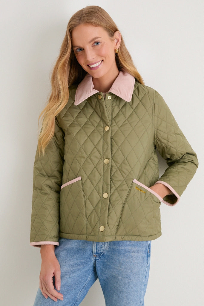 Bleached Olive Icons Cropped Liddesdale Quilted Jacket