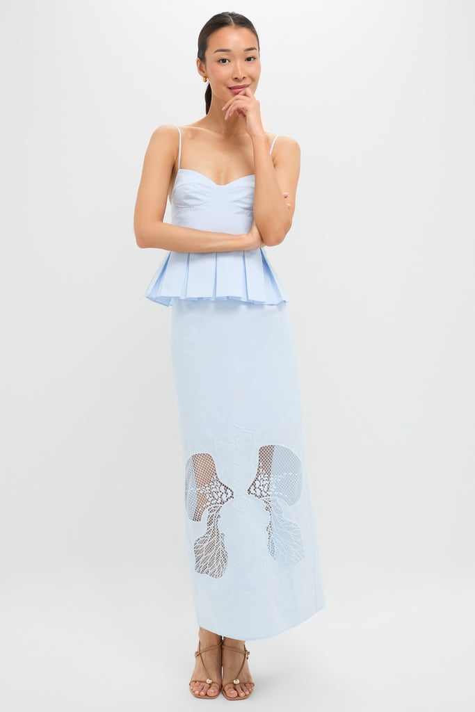Blue Tint Iris Pleat Top