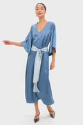 Blue Satin Emiliana Maxi Dress