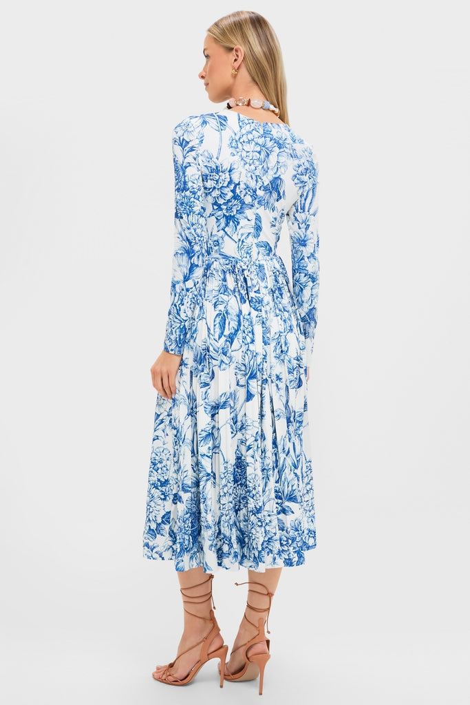 Blue Floral Jersey Pemberton Midi Dress