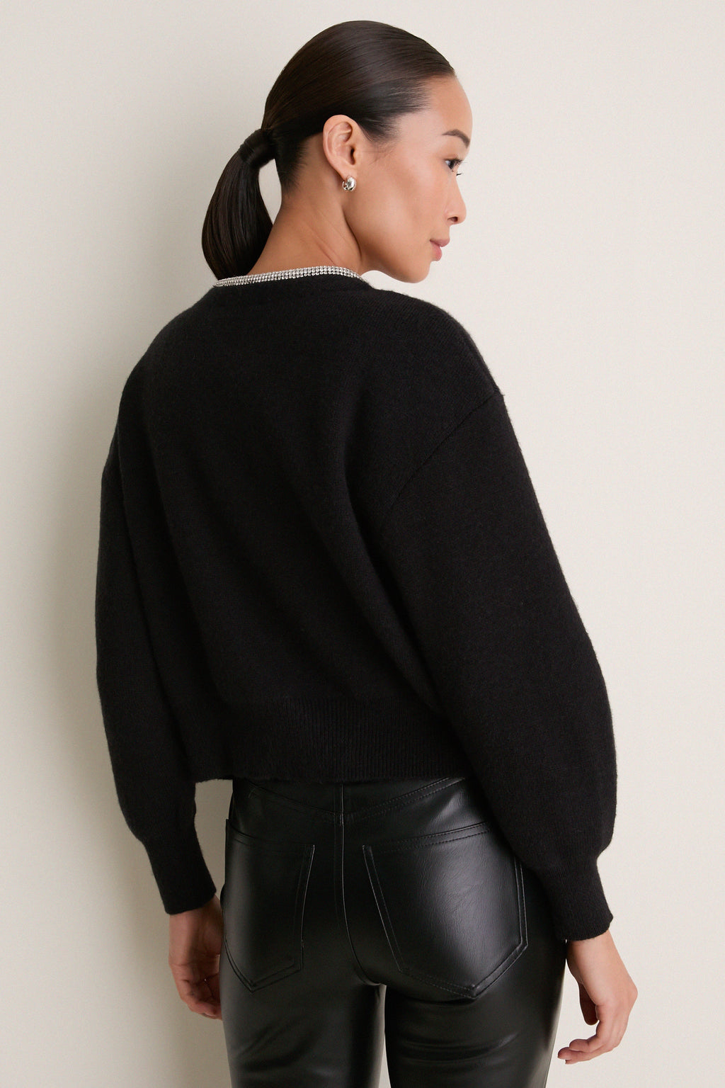 Black Sequin Trim Naomi Cardigan