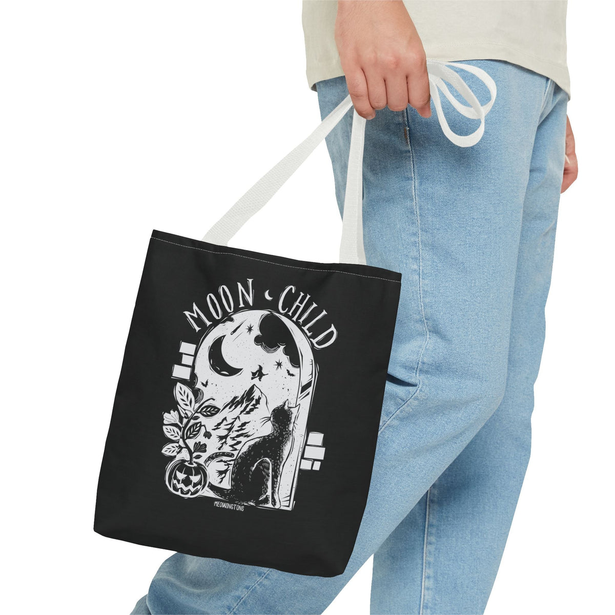 Moon Child Halloween Cat Tote Bag