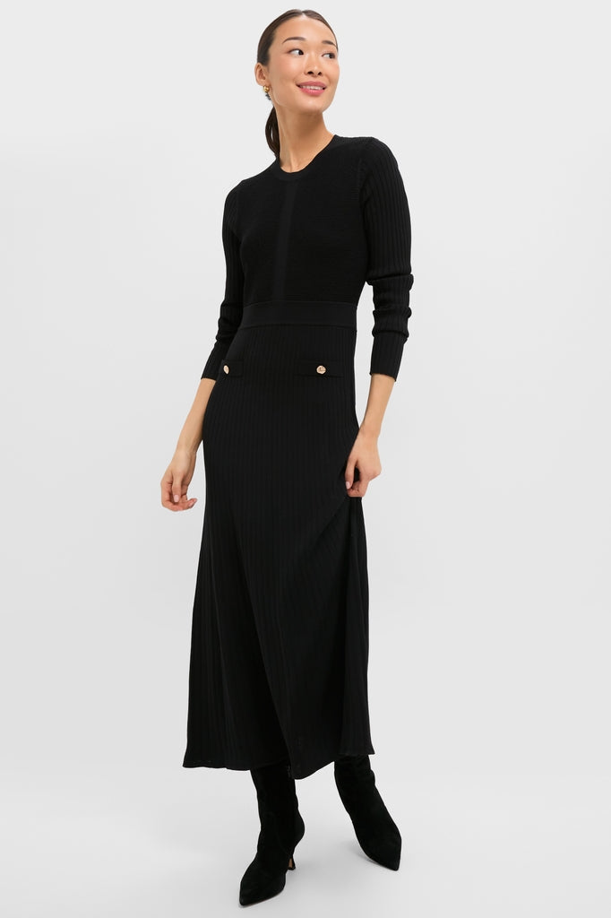 Black Knit Long Sleeve Gemma Dress