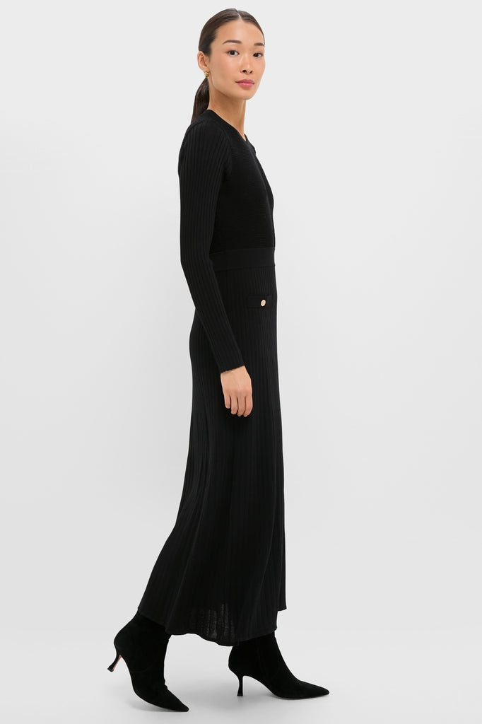 Black Knit Long Sleeve Gemma Dress