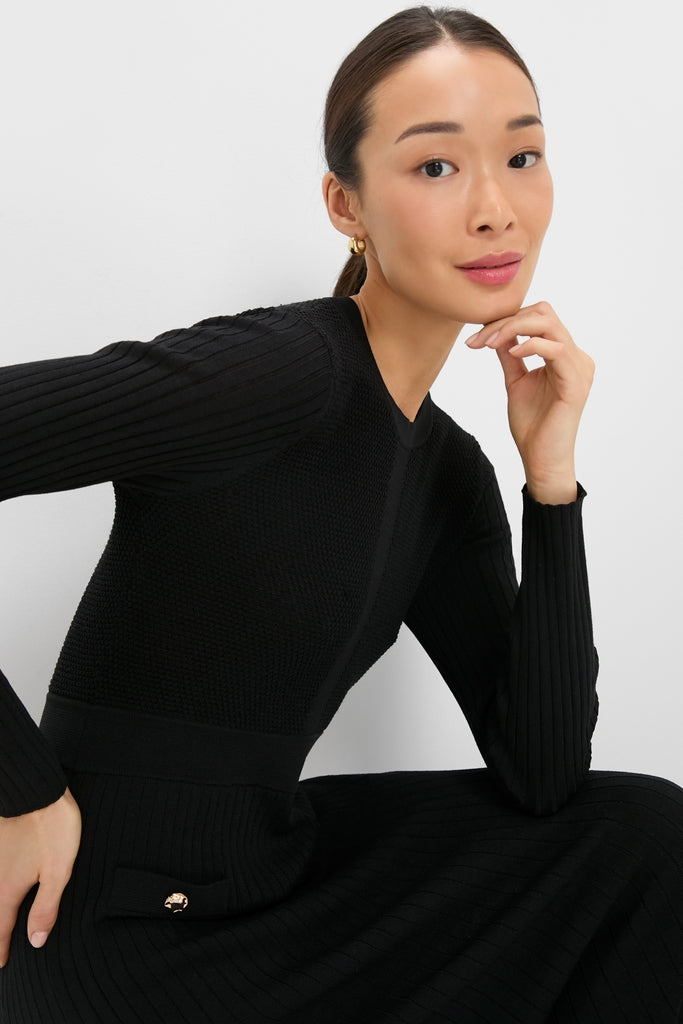 Black Knit Long Sleeve Gemma Dress