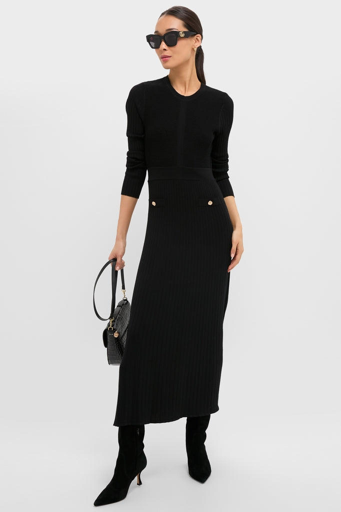 Black Knit Long Sleeve Gemma Dress