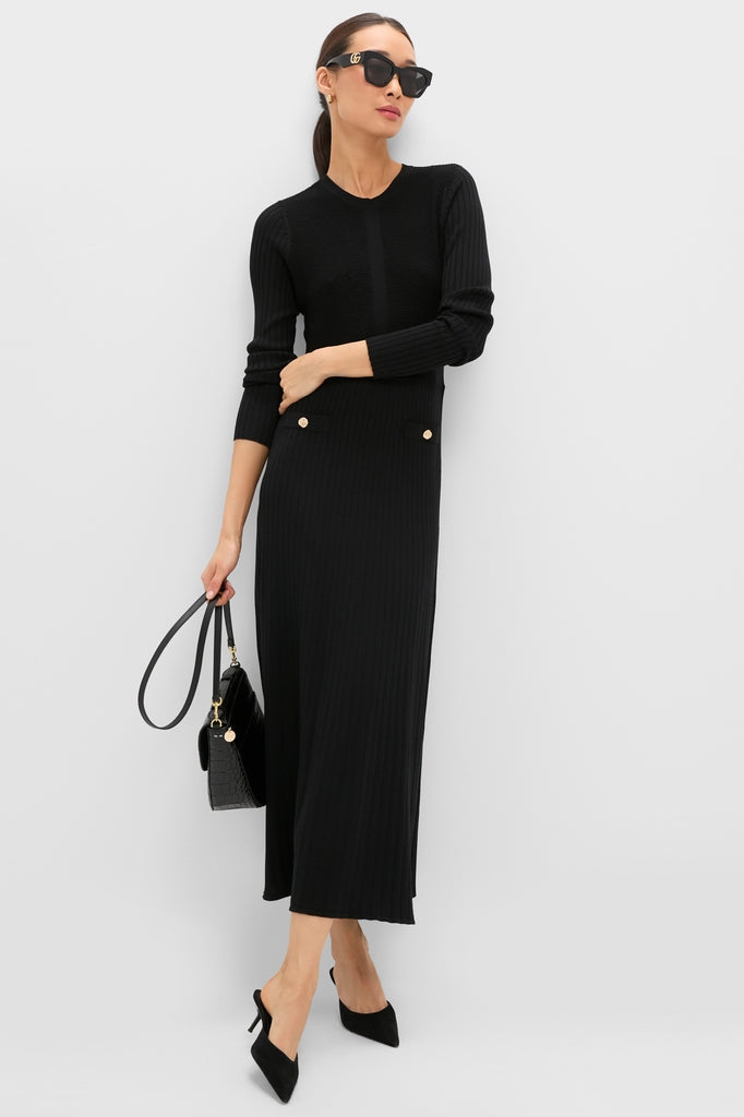 Black Knit Long Sleeve Gemma Dress