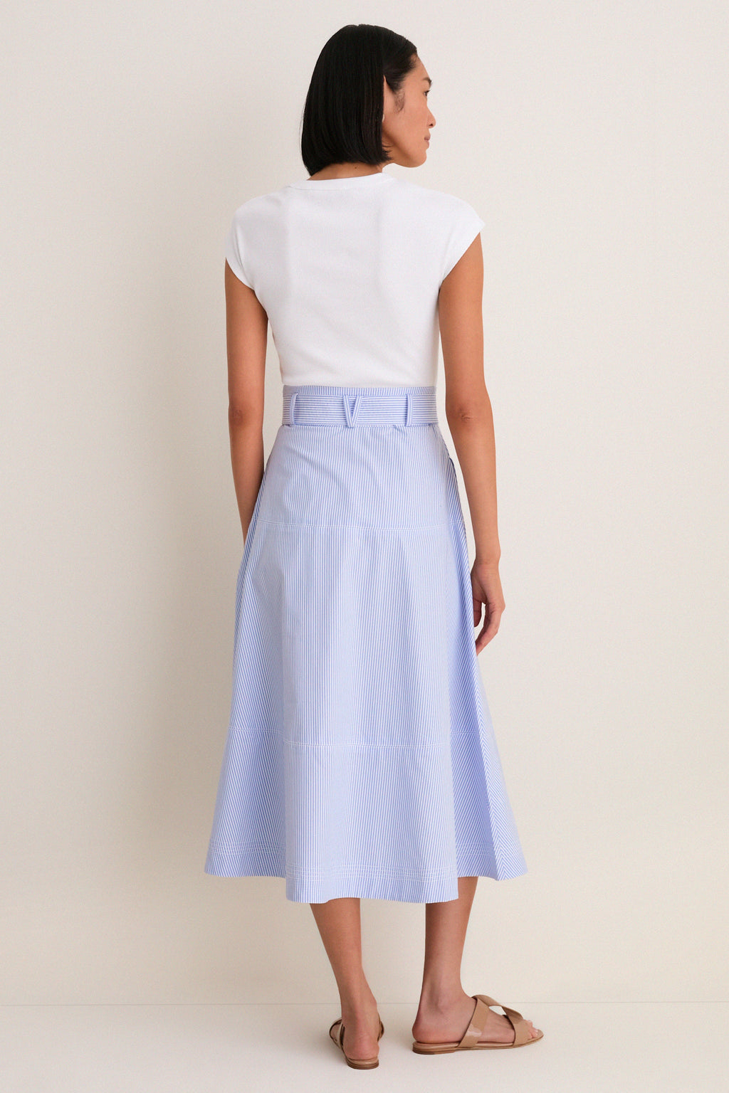 Blue and White Stripe Belmar Mixed Media Dress