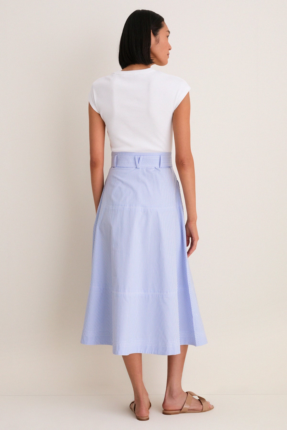 Blue and White Stripe Belmar Mixed Media Dress