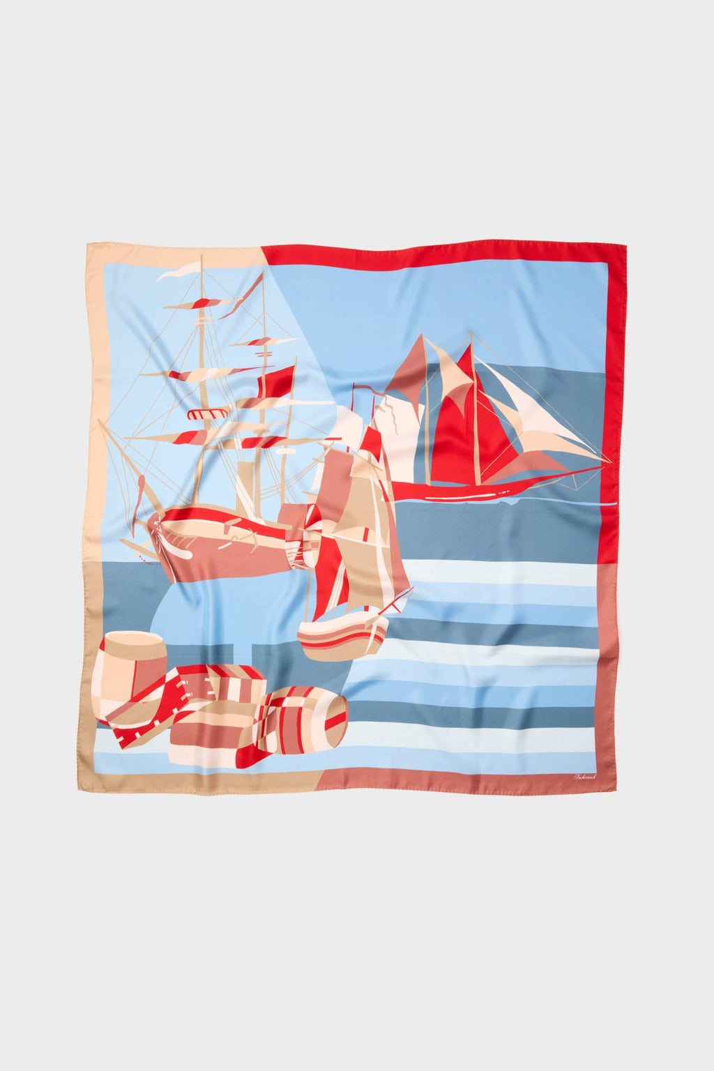 80s Sailboats Medium Silk Scarf
