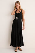 Black Viscose Crepe Tank Lyon Maxi Dress
