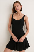 Black Viscose Crepe Lyon Mini Dress
