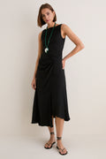 Black Cara Sleeveless Midi Dress