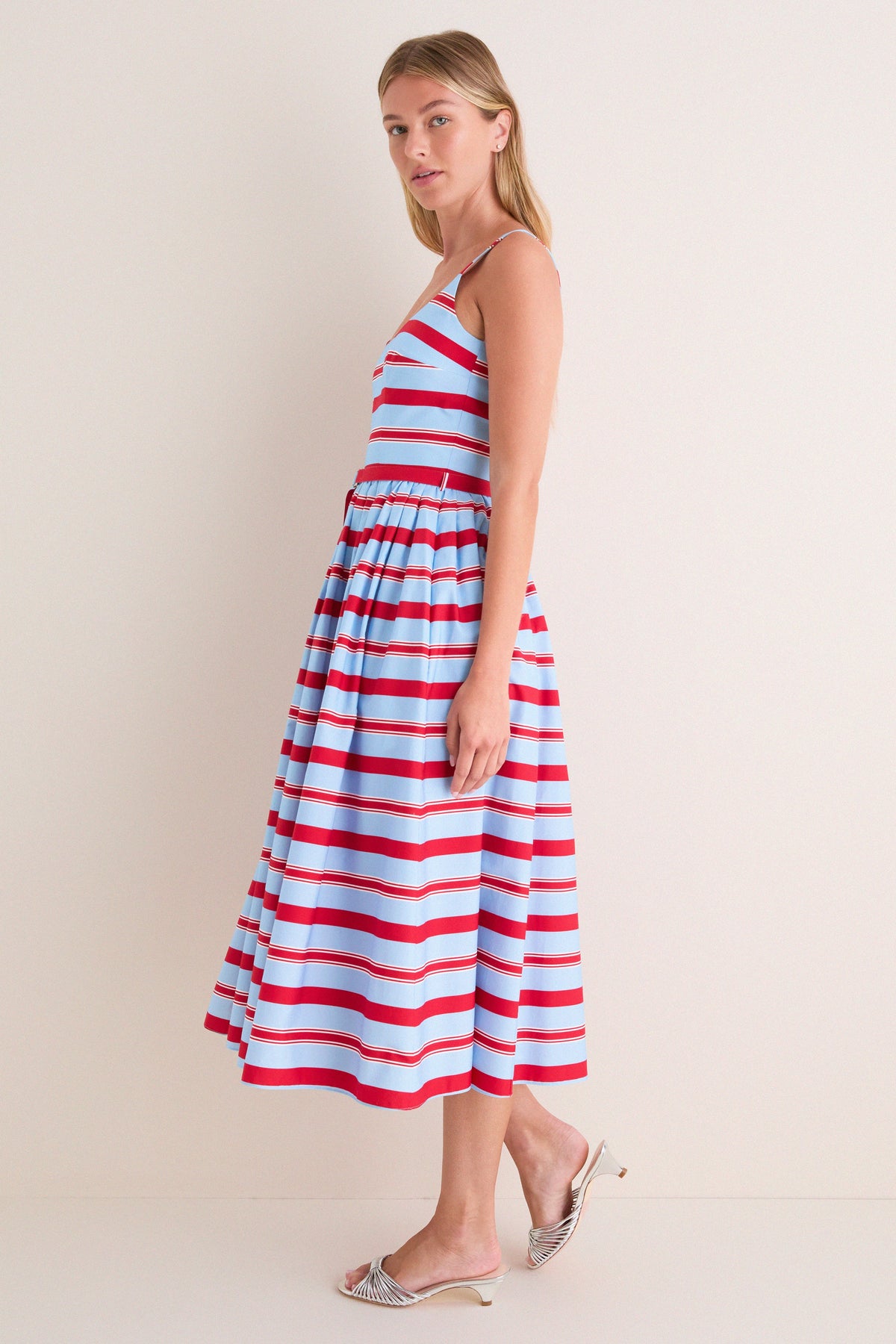 Blue and Red Bayadere Stripe Eglantine Dress