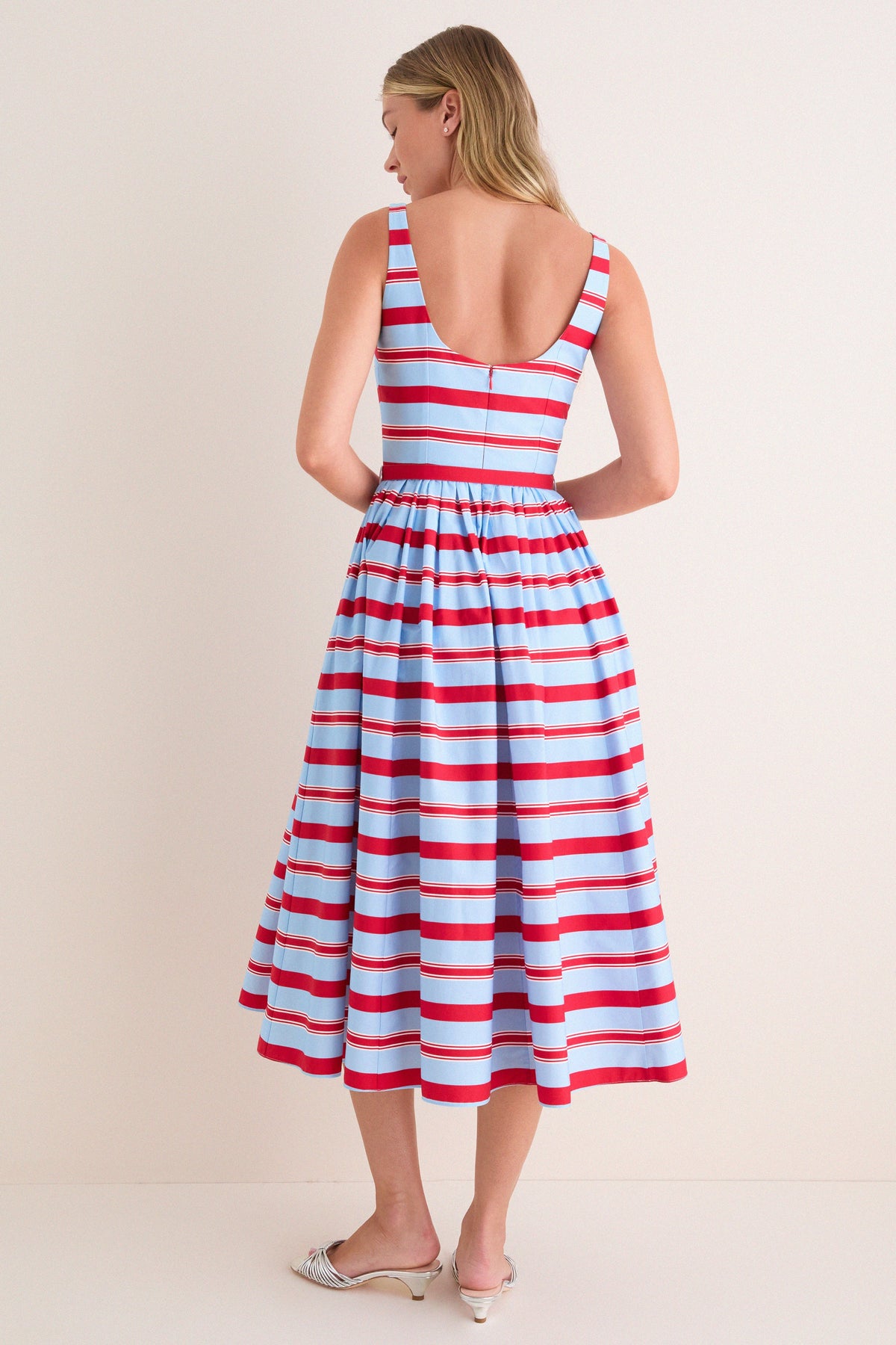 Blue and Red Bayadere Stripe Eglantine Dress