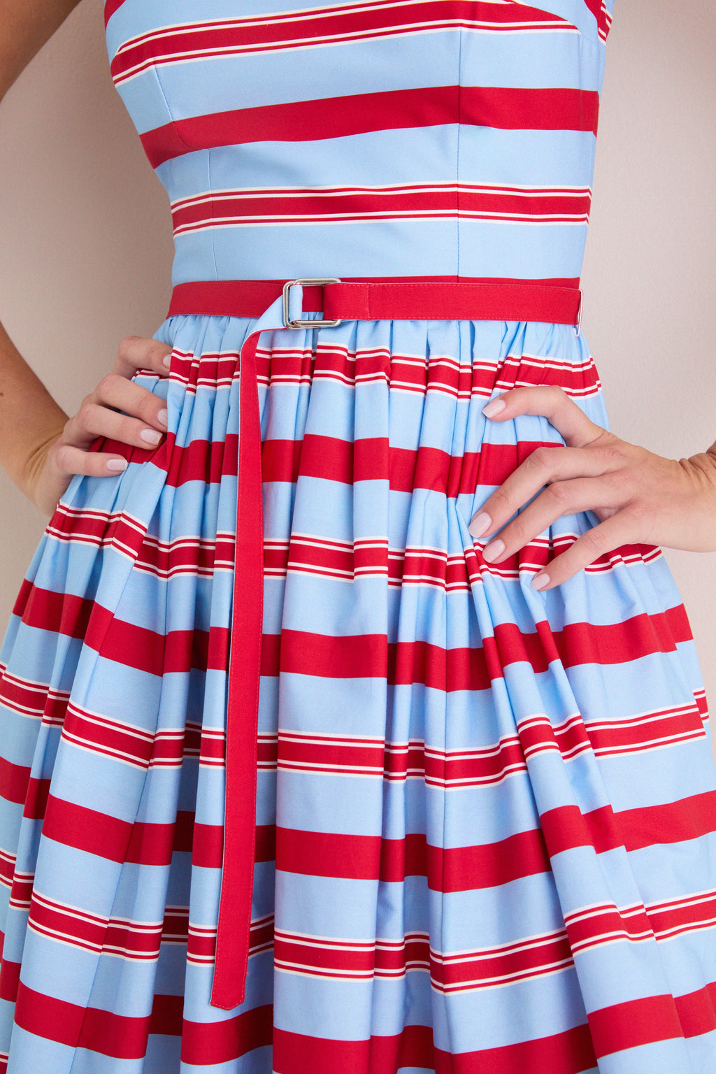 Blue and Red Bayadere Stripe Eglantine Dress