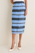Blue and Black Graphic Stripe Priya Skirt